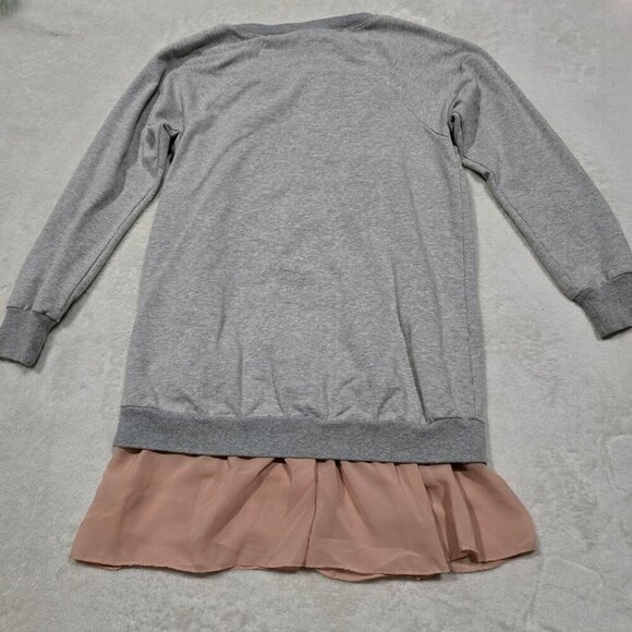 BCBGeneration ✦ Gray Sweatshirt Dress ✦ Peach Sheer Slip Layered Hem Sz S EUC - Picture 10 of 16